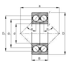 ǽӴ 3314-DA,  DIN 628-3 ׼Ҫߴ磬˫Уɷ룬ʷȦӴ  = 45