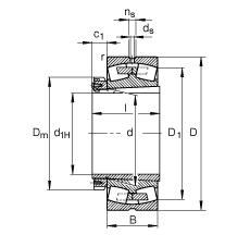 Ĺ 23084-B-K-MB + H3084X,  DIN 635-2 ׼Ҫߴ, ׶׺ͽ